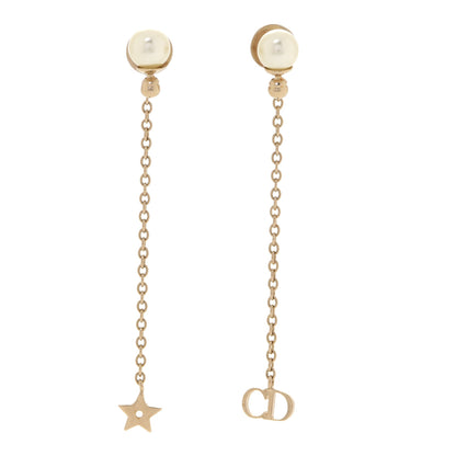Christian Dior Pearl La Petite Tribale Dangle Chain Earrings Gold 1 of 5