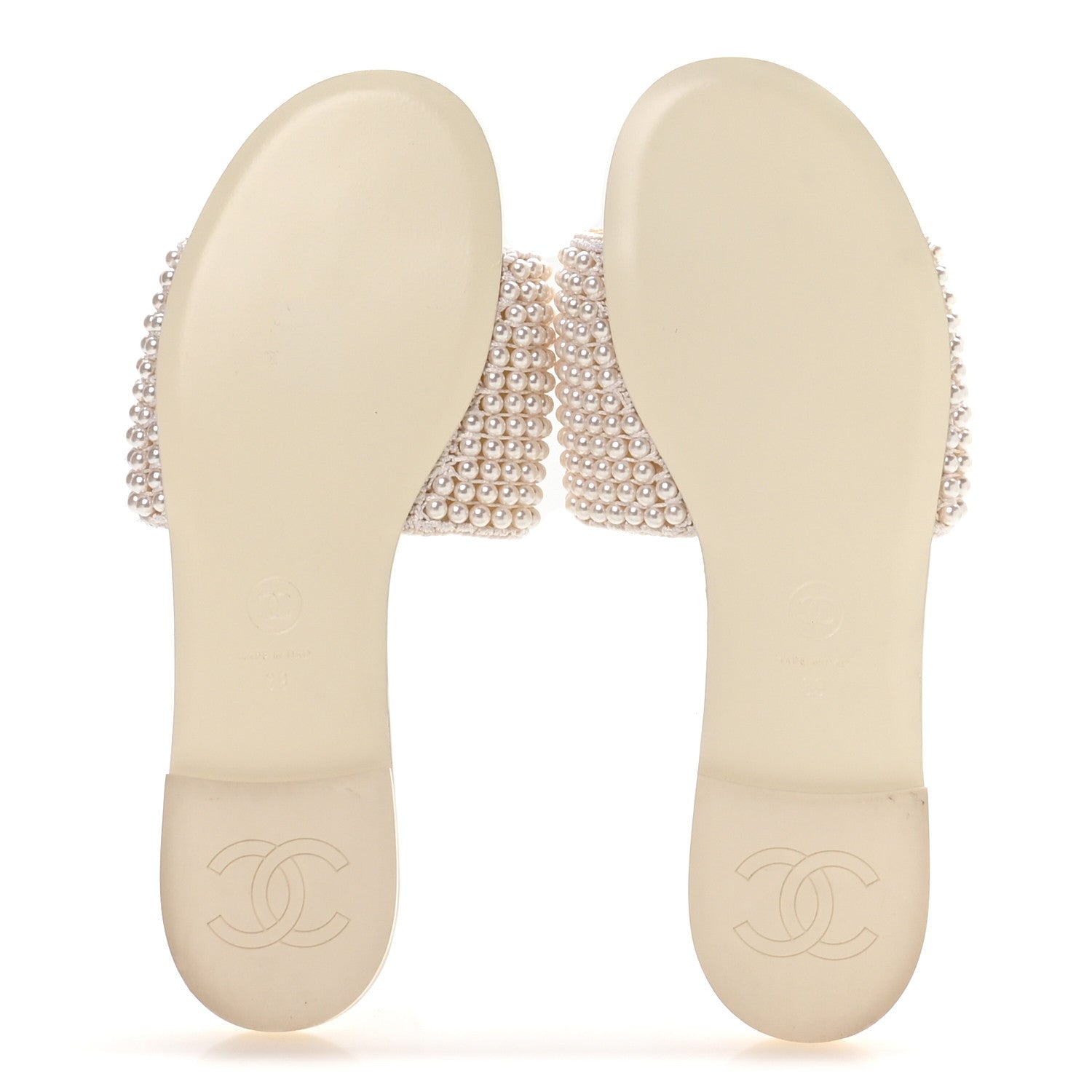 Chanel Pearl Crystal CC Mules Sandals 39 Ivory 1833532 – FASHIONPHILE