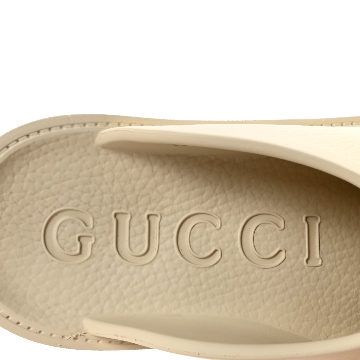 Rubber Monogram GG Go Through Platform Slide Clogs 37 Mystic White