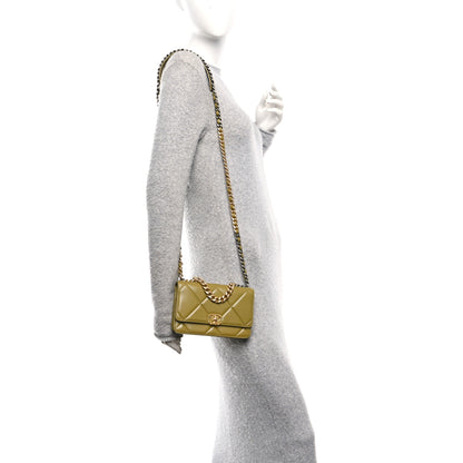 Chanel Lambskin Quilted Chanel 19 Wallet On Chain WOC Green 2 of 12