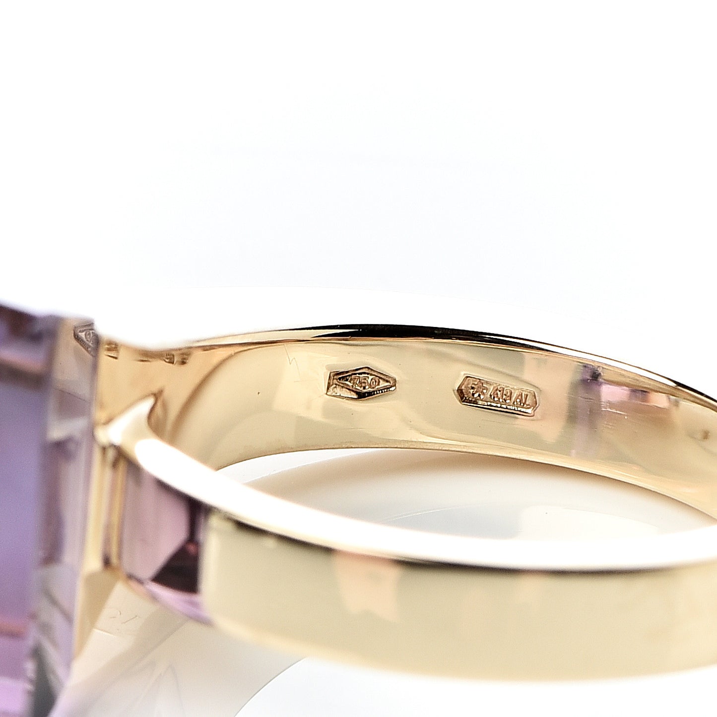 18K Yellow Gold Amethyst Chiodo Ring 49 4.75