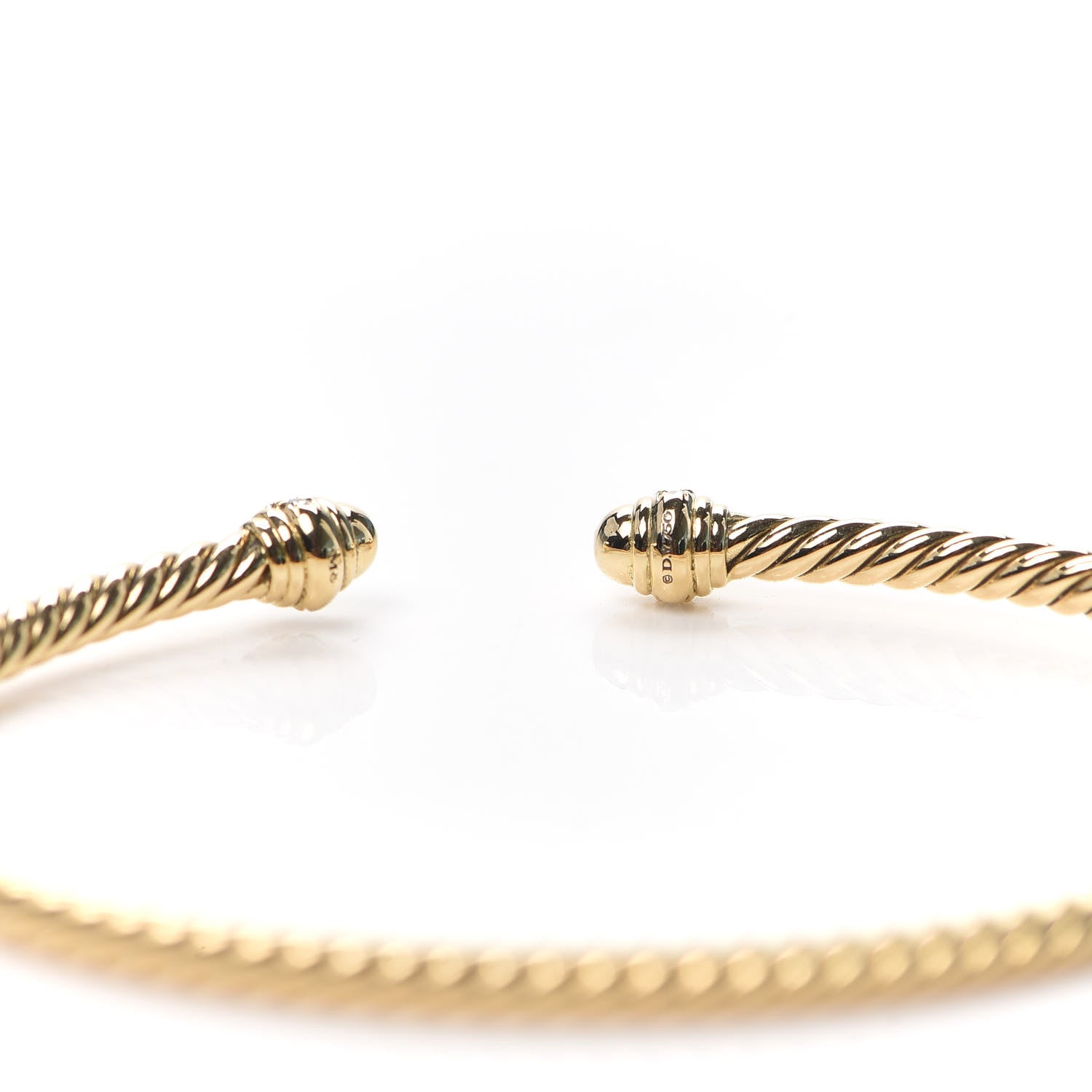 David Yurman 18K Yellow Gold Diamond 3mm Cablespira Bracelet 4 of 5