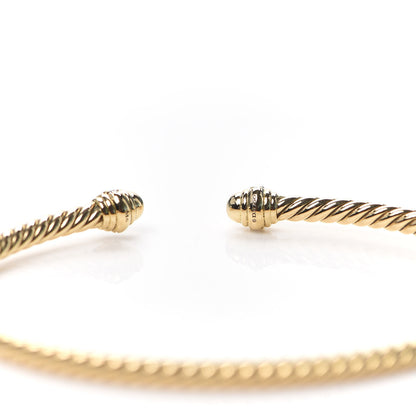 David Yurman 18K Yellow Gold Diamond 3mm Cablespira Bracelet 4 of 5