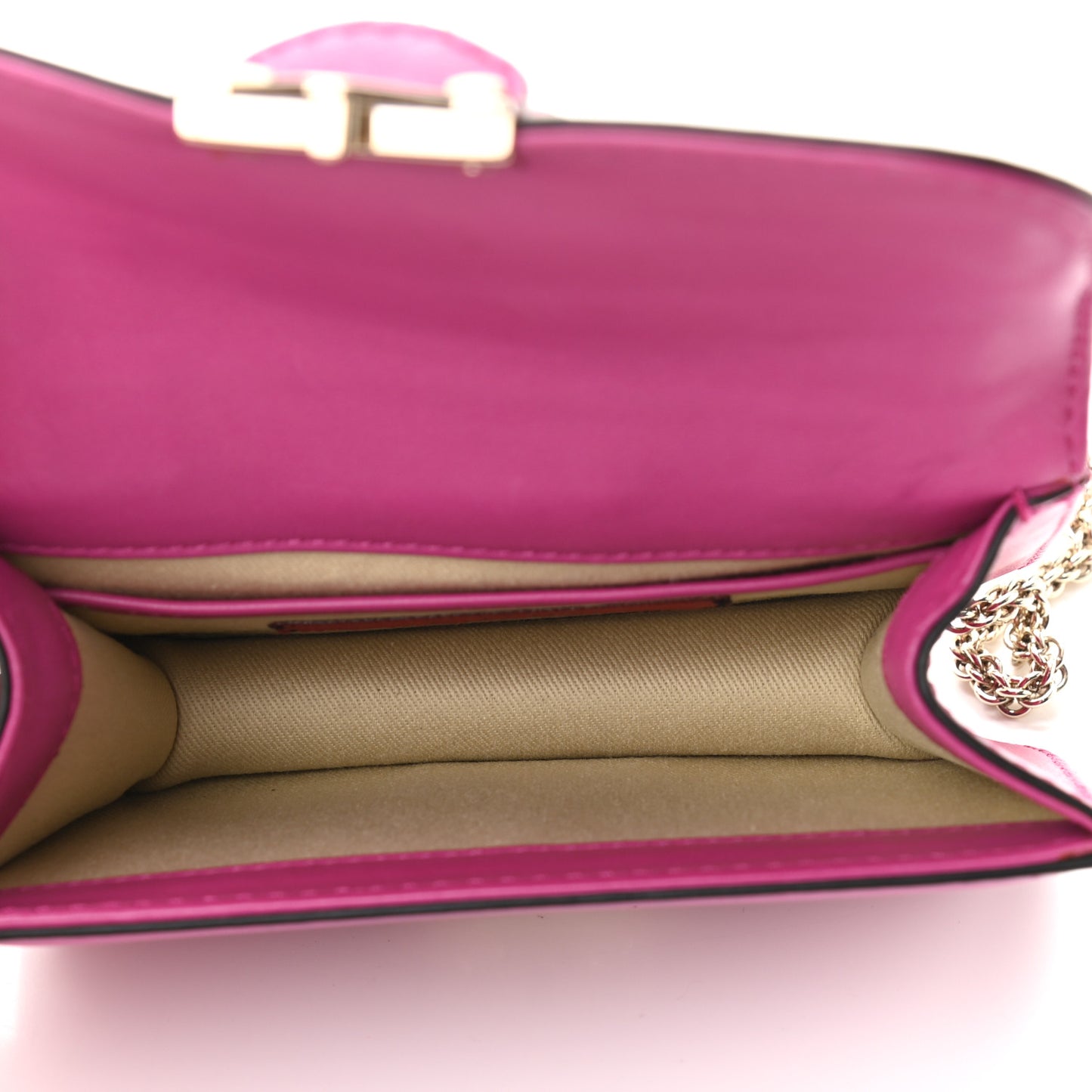 Vitello Mini Glam Lock Rockstud Flap Fuxia