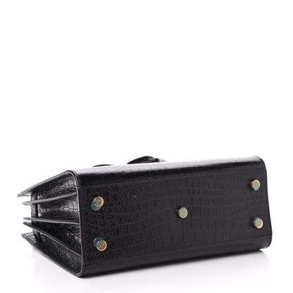 Saint Laurent Calfskin Crocodile Embossed Baby Sac De Jour Black 4 of 11
