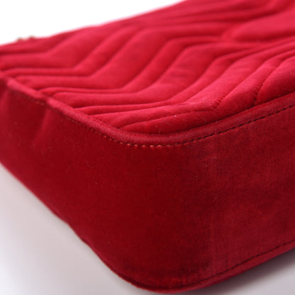 Gucci Velvet Matelasse Medium GG Marmont Shoulder Bag Hibiscus Red 11 of 18