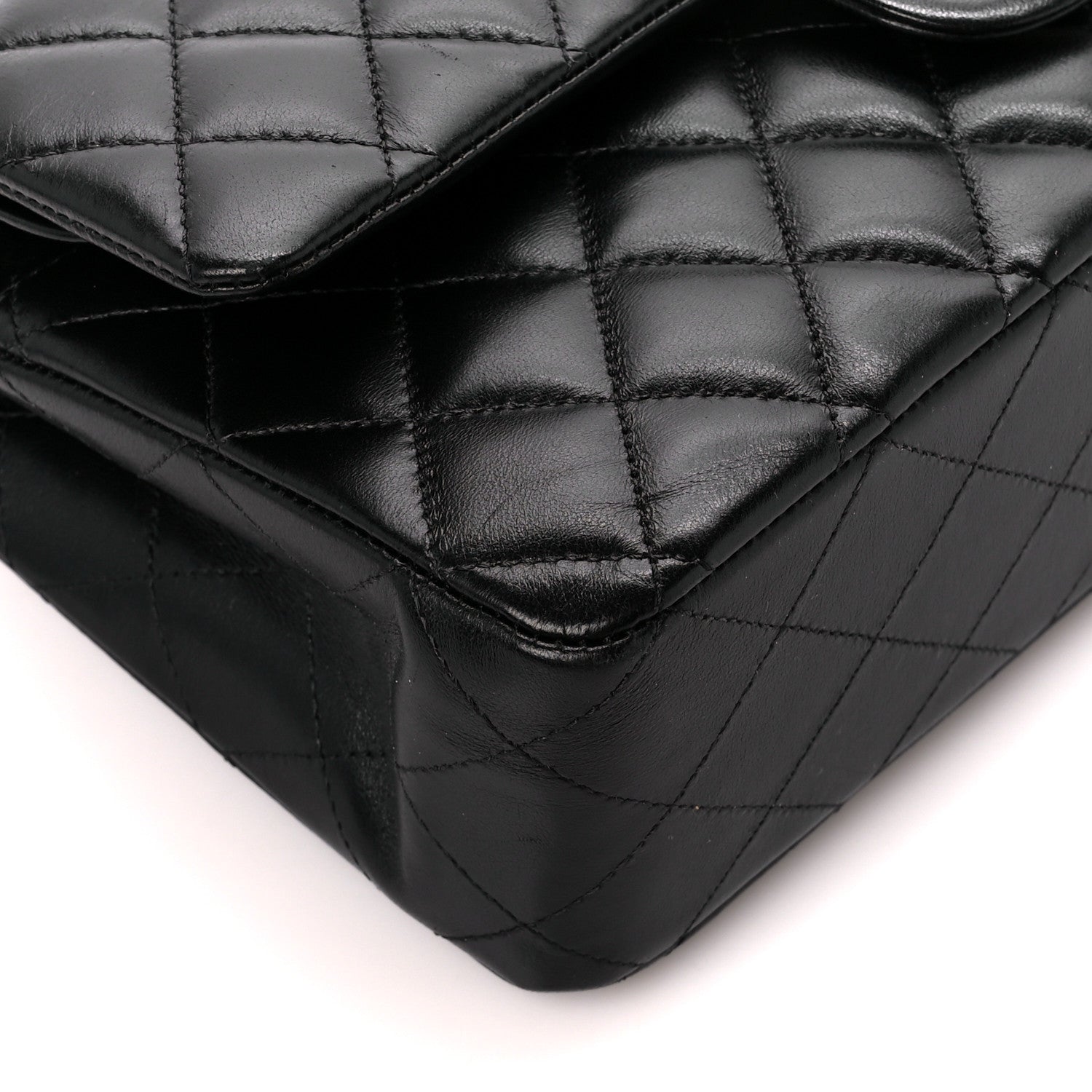 Chanel Lambskin Quilted Medium Double Flap Black 10 of 12