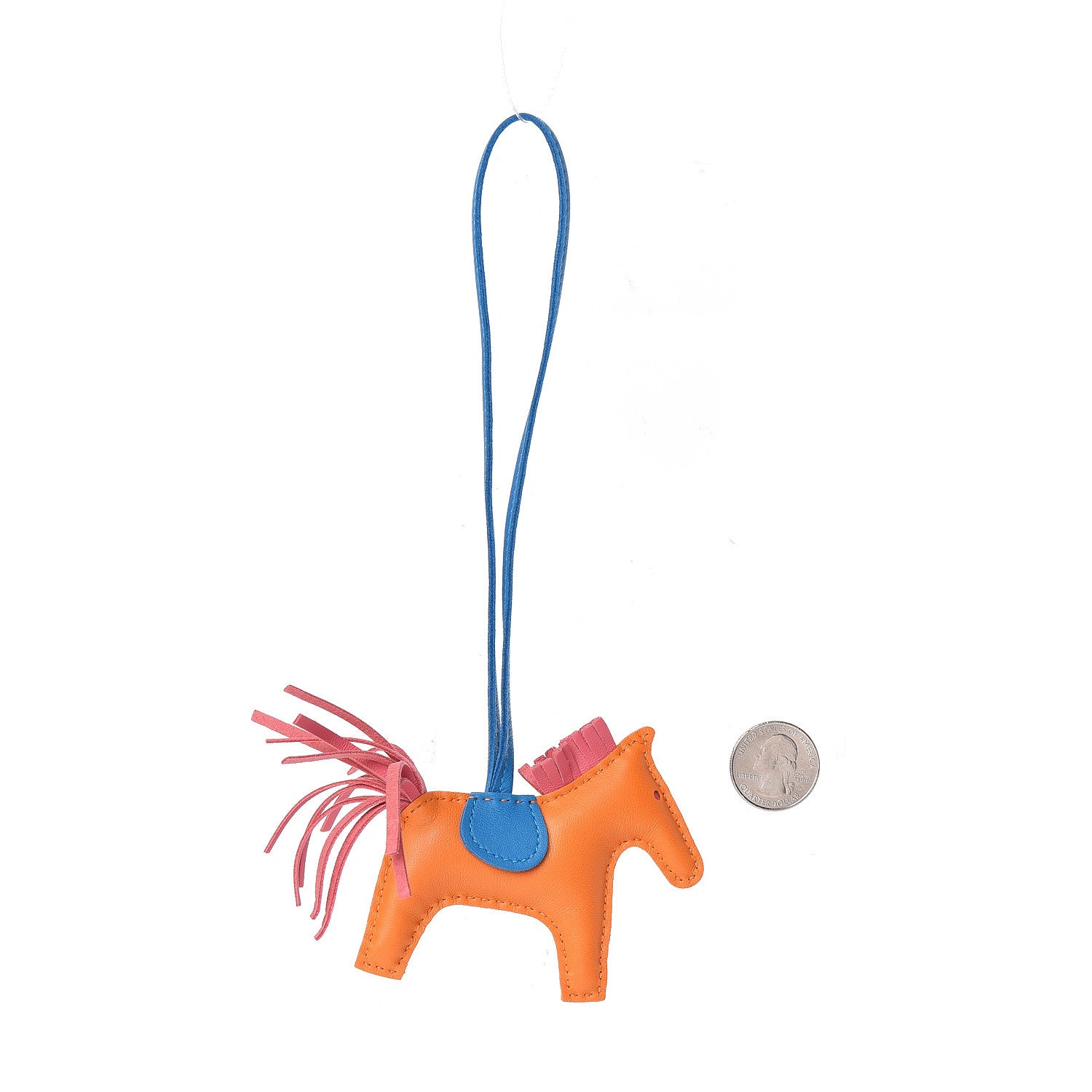 Hermes Milo Lambskin Grigri Rodeo Horse Bag Charm PM Orange Bleu Zanzibar Rose Azalee 2 of 6
