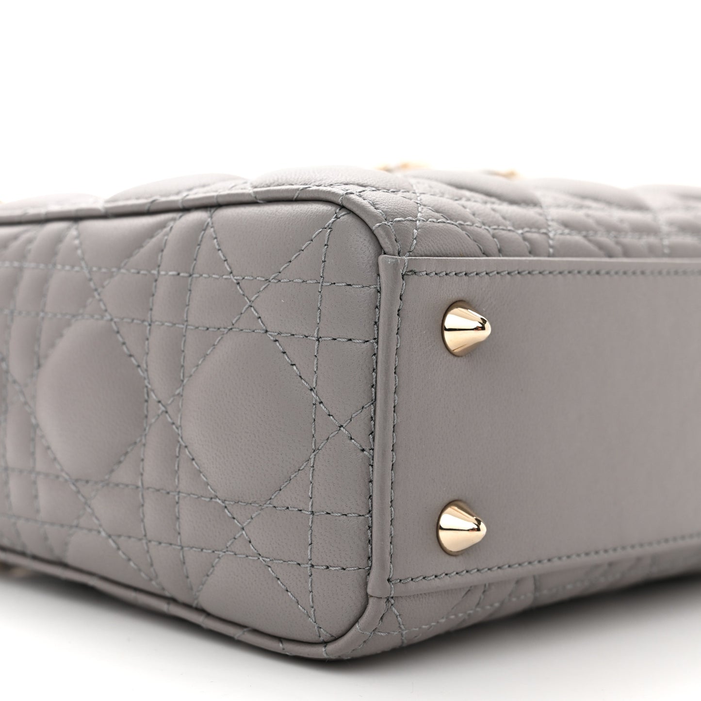CHRISTIAN DIOR Lambskin Cannage Small My ABCDior Lady Dior Grey