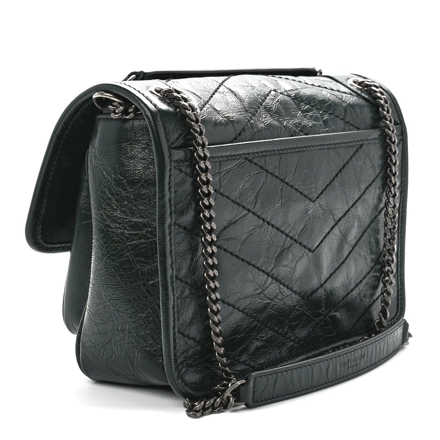 Saint Laurent Crinkled Calfskin Matelasse Monogram Baby Niki Chain Satchel 3 of 12