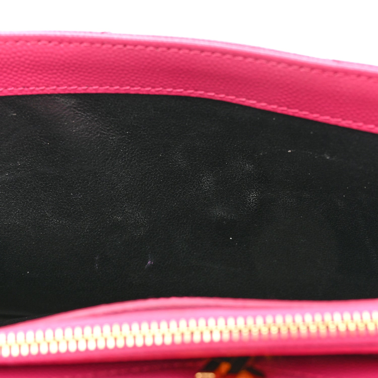 Saint Laurent Grain De Poudre Matelasse Chevron Cassandre Chain Wallet Lipstick Fuschia 12 of 17