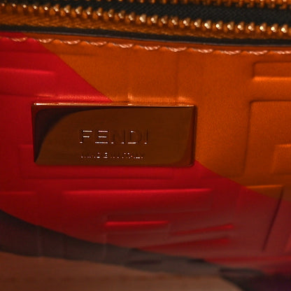 Fendi Vitello Seta Nappa FF Embossed Mini Peekaboo Iconic Satchel Miele Scuro Miele Scuro 6 of 10