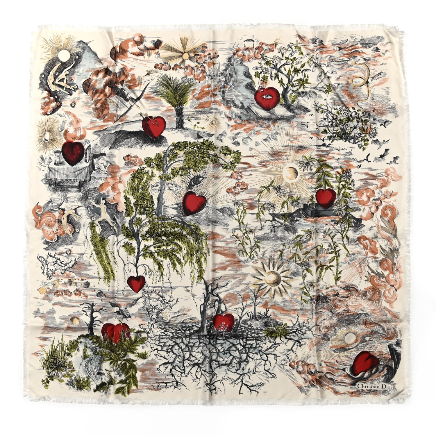 Christian Dior Silk Brutal Journey Of The Heart Scarf Multicolor 1 of 4
