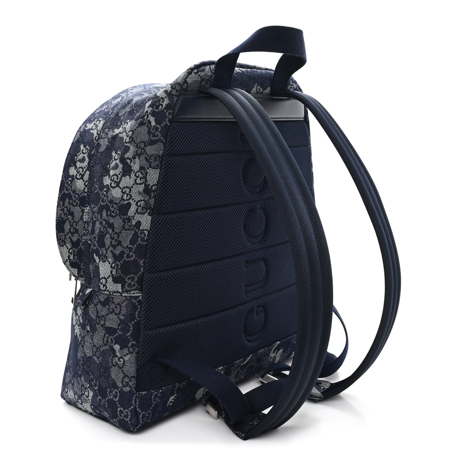 Gucci Denim Monogram Camouflage Large Backpack Blue 1832859