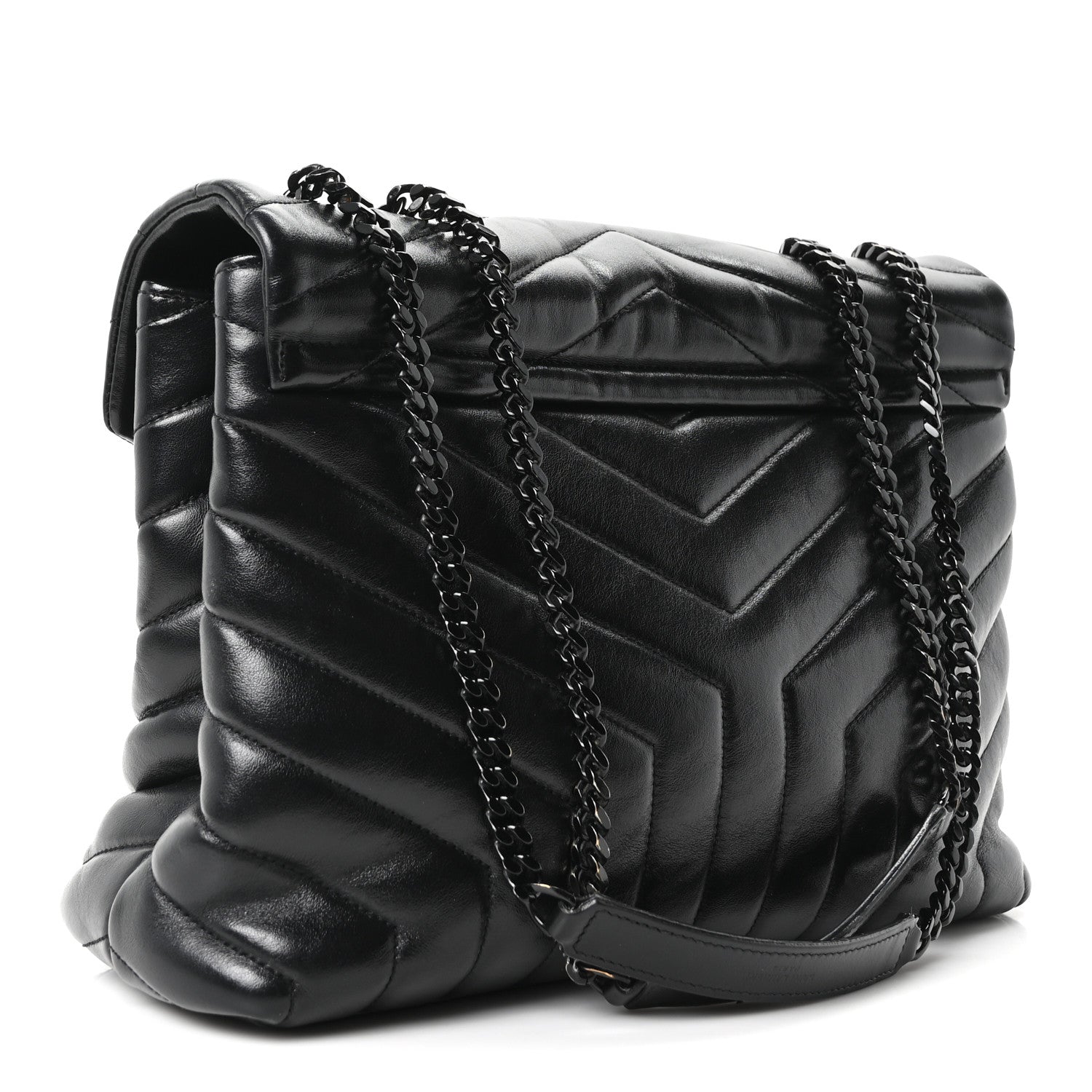 Saint Laurent Calfskin Y Quilted Monogram Monochrome Medium Loulou Chain Satchel Black 3 of 10