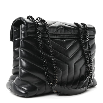 Saint Laurent Calfskin Y Quilted Monogram Monochrome Medium Loulou Chain Satchel Black 3 of 10