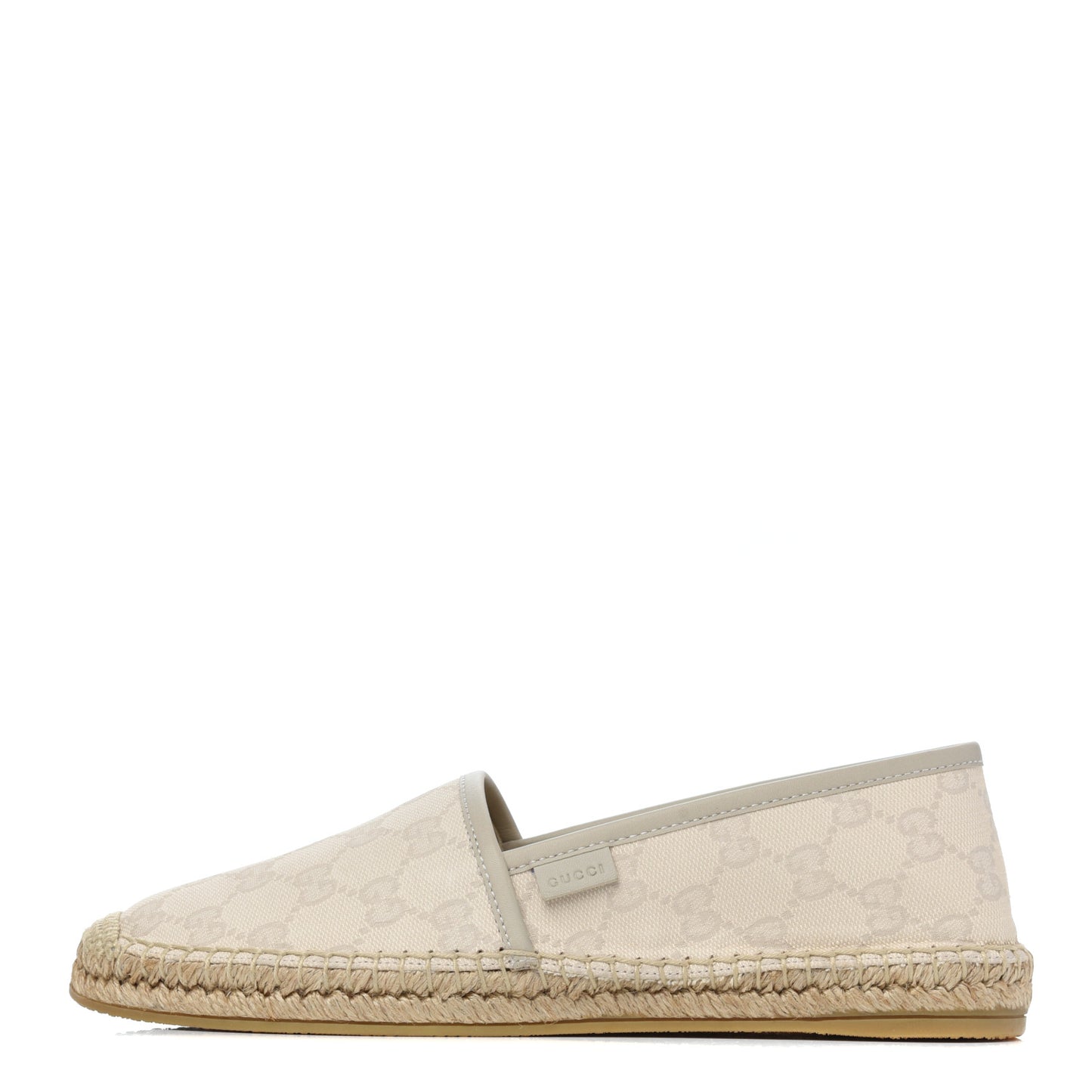 Washed Cotton Miro Soft Calfskin GG Monogram Espadrilles 38.5 White Mystic White