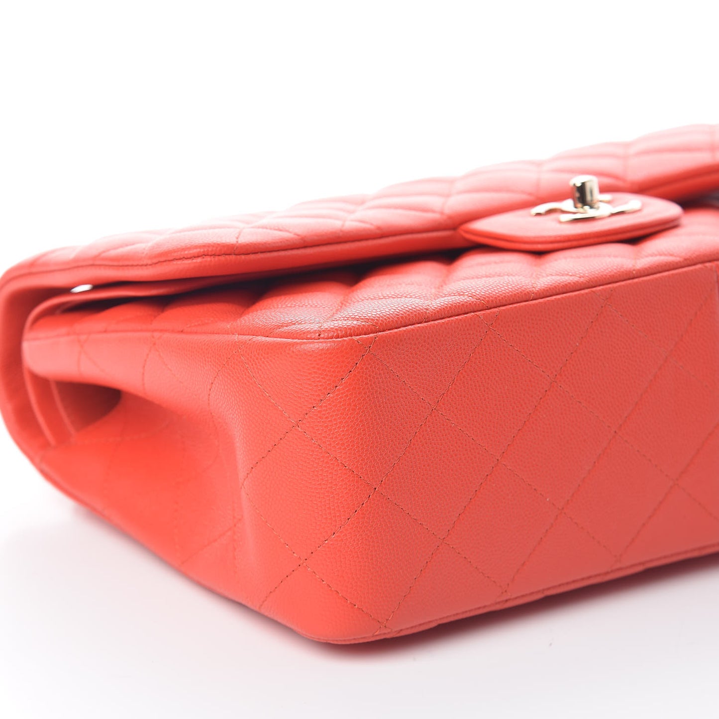 Caviar Quilted Jumbo Double Flap Red