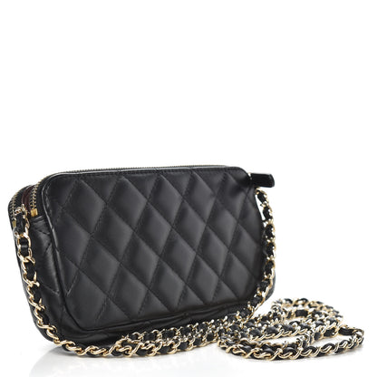 Chanel Lambskin Quilted Small Clutch With Chain Black 3 of 12