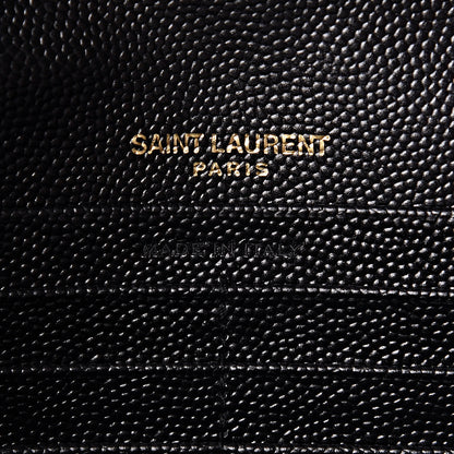 Saint Laurent Grain De Poudre Matelasse Chevron Monogram Chain Wallet Black 6 of 9