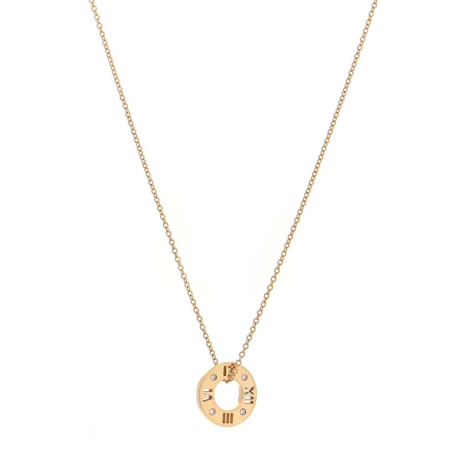 Tiffany 18K Yellow Gold Diamond Atlas Pierced Pendant Necklace 1 of 6
