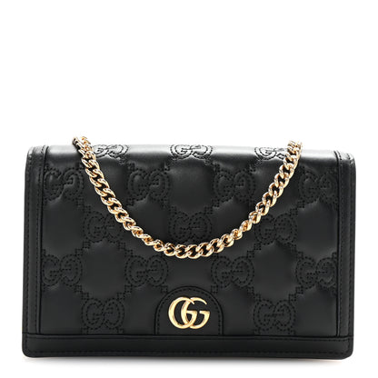 Gucci Calfskin GG Matelasse Chain Wallet Black 1 of 10