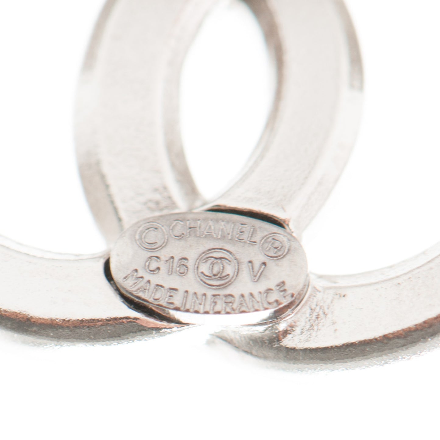 Baguette Crystal CC Earrings Silver Grey