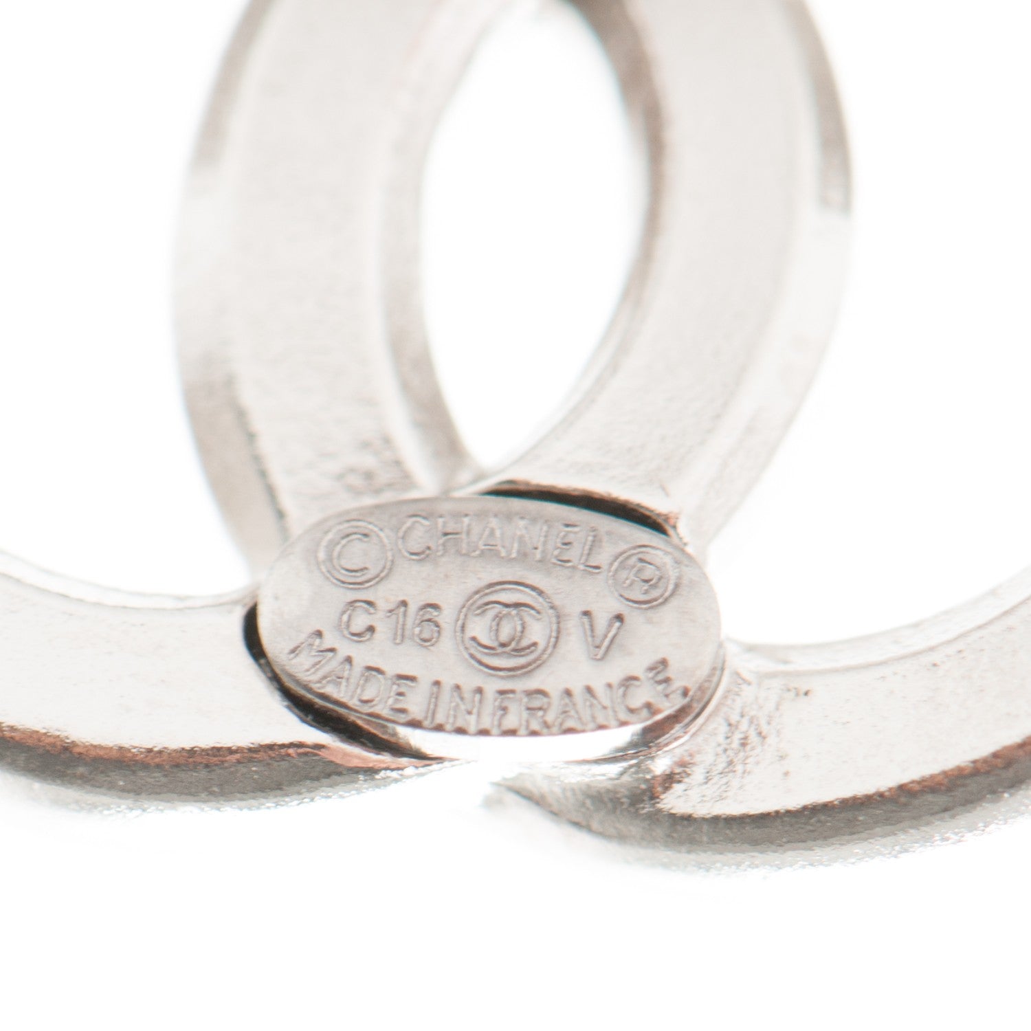 Chanel Baguette Crystal CC Earrings Silver Grey 4 of 4