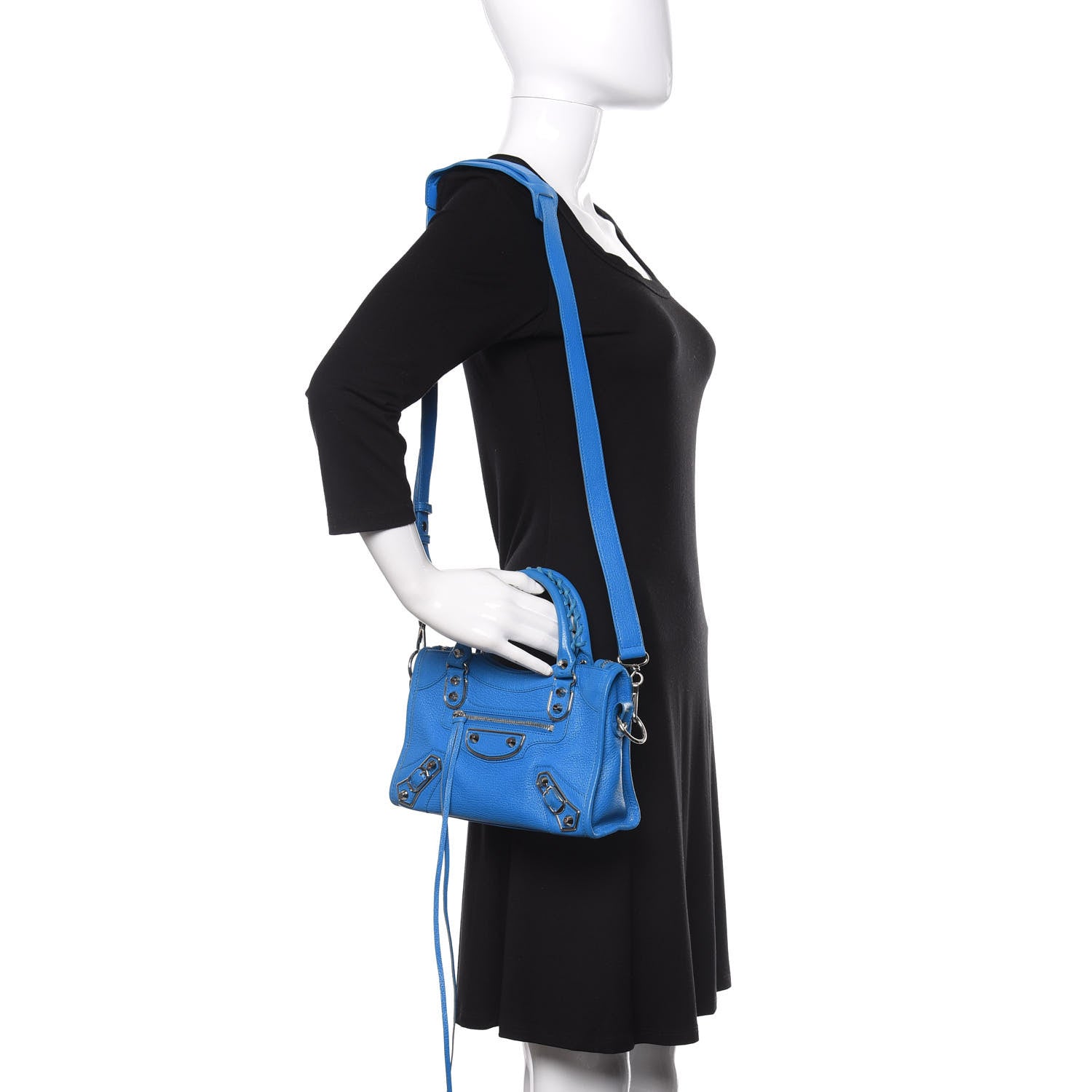 Balenciaga Chevre Gold Metallic Edge Hardware Mini City Bleu Ceylon 3 of 9