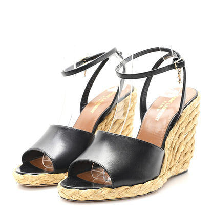 Saint Laurent Calfskin Paloma Espadrille 95 Wedges 37.5 Black 4 of 10