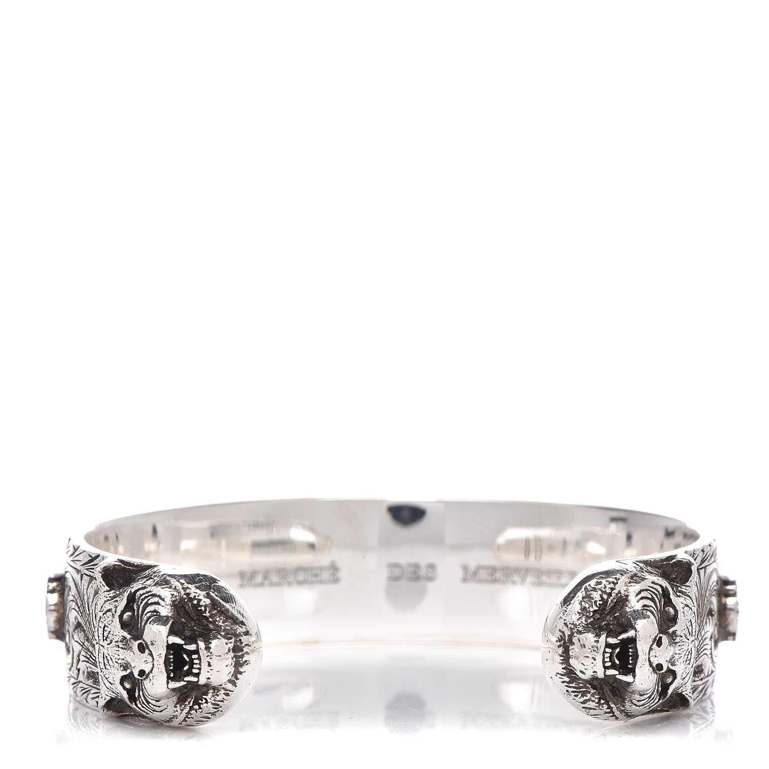 Gucci Sterling Silver Crystal Le Marche Des Merveilles Tiger Cuff Bracelet Orange 3 of 6