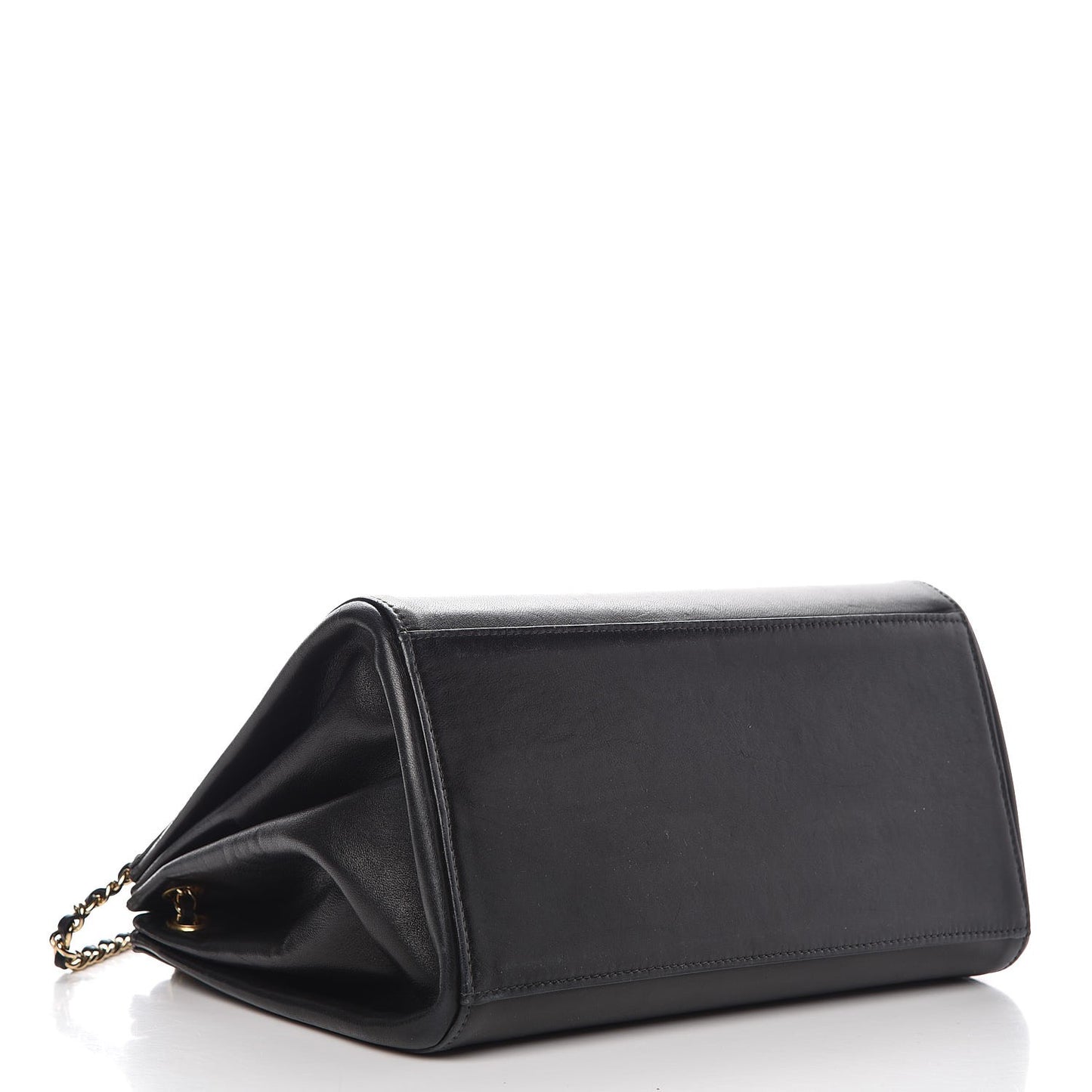 Lambskin Chocolate Bar Accordion Flap Black