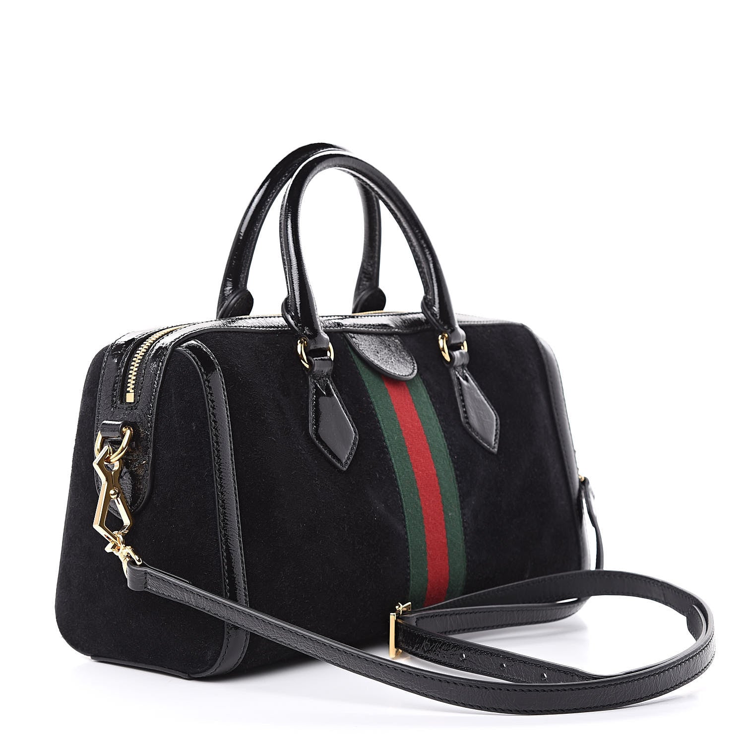 Gucci Suede Patent GG Web Medium Ophidia Boston Black 3 of 10
