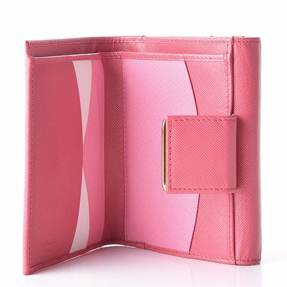 Prada Saffiano Multicolor Compact Wallet Peonia Begonia 4 of 10
