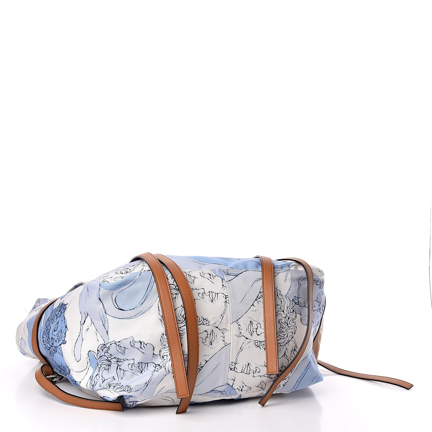 Loewe Canvas Print Faces Trimmed Shoulder Bag Light Blue White 4 of 10