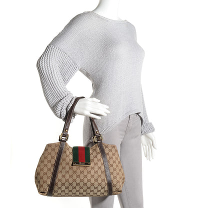 Gucci Monogram Medium New Ladies Web Tote Dark Brown 2 of 7