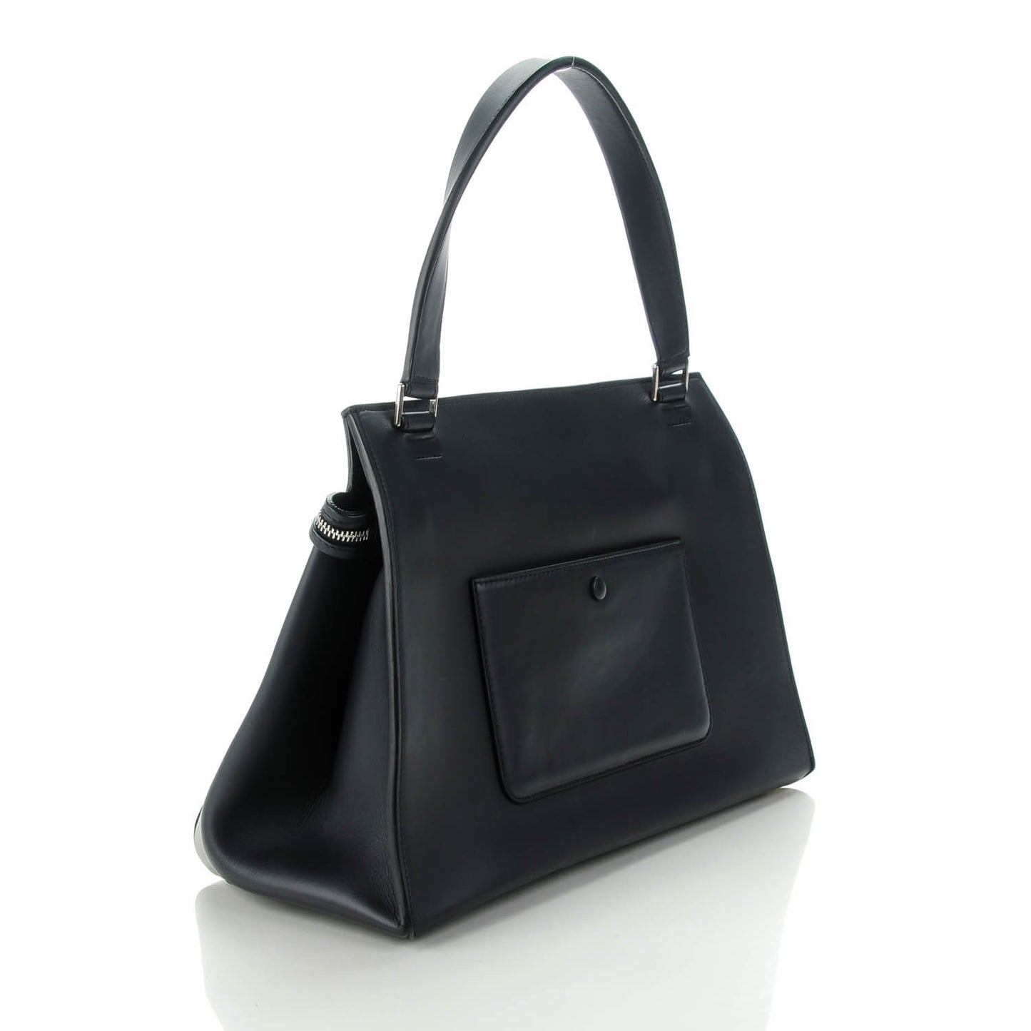 Grained Calfskin Medium Bi-Color Edge Shoulder Bag Indigo Black