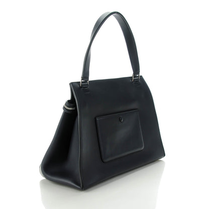 Celine Grained Calfskin Medium Bi-Color Edge Shoulder Bag Indigo Black 3 of 8