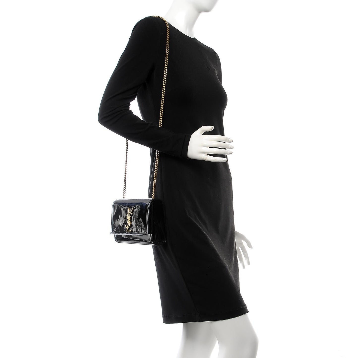 Patent Small Monogram Kate Satchel Black