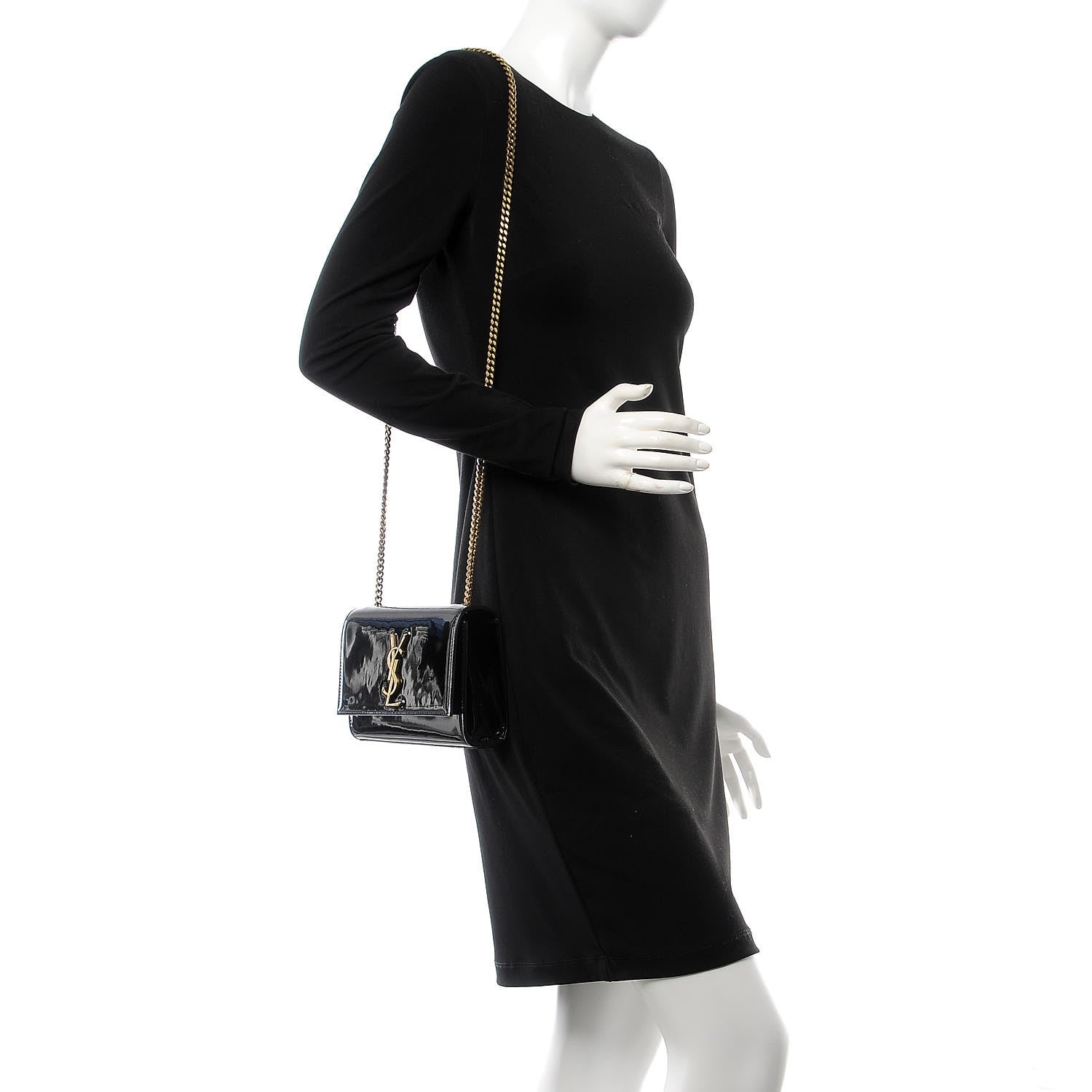 Saint Laurent Patent Small Monogram Kate Satchel Black 2 of 8