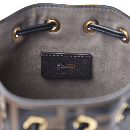 Fendi Vitello Liberty F is Fendi Bi-Color FF 1974 Embossed Mini Mon Tresor Bucket Bag Maya Black 6 of 11