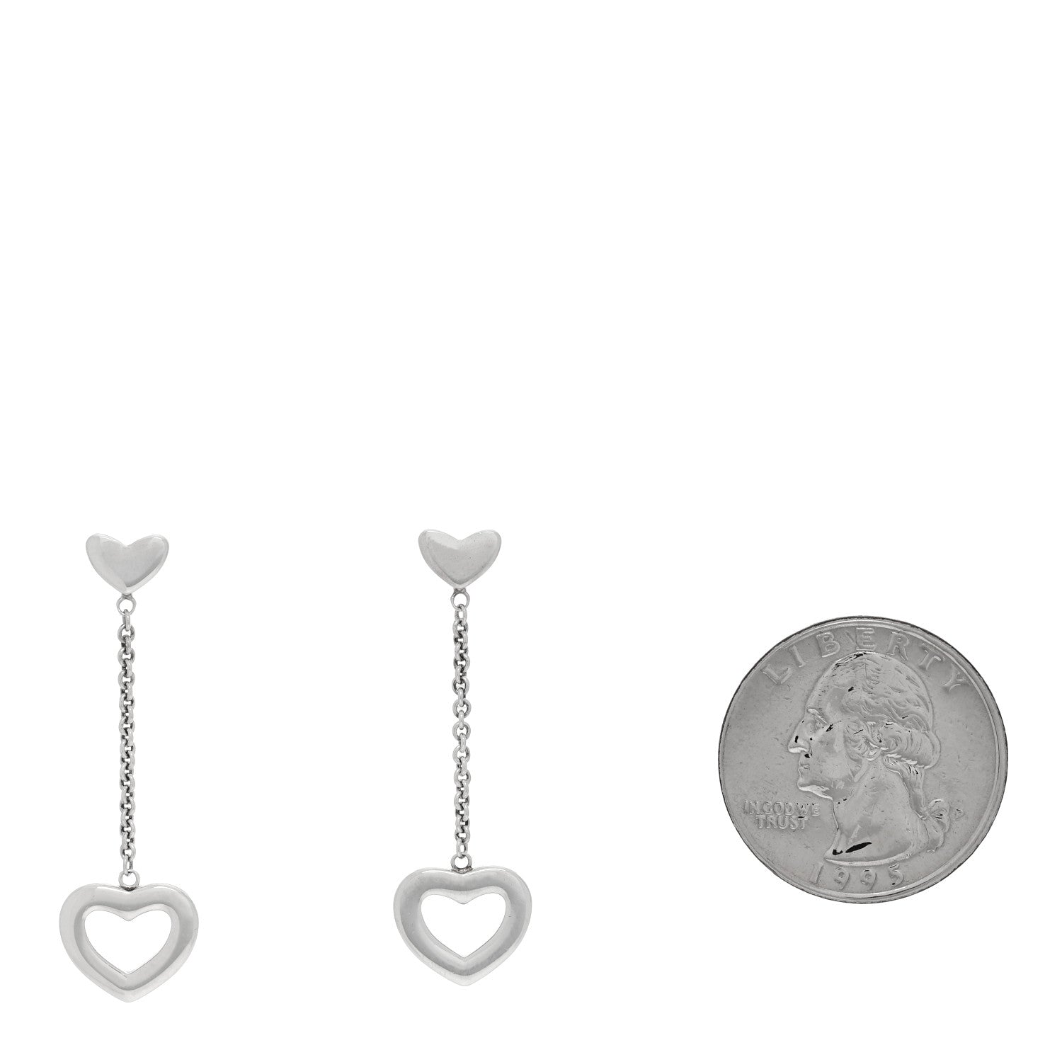 Tiffany Sterling Silver Open Heart Drop Earrings 2 of 5