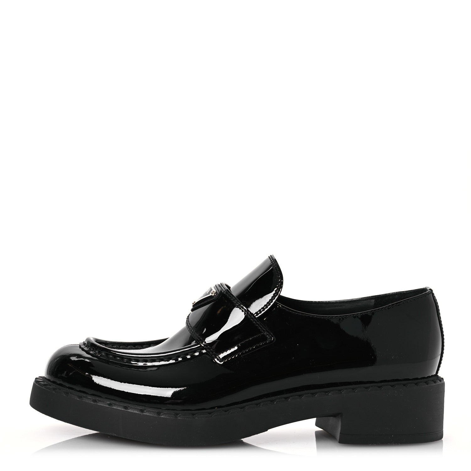 Prada Vernice Triangle 50mm Loafers 41 Black 1 of 11