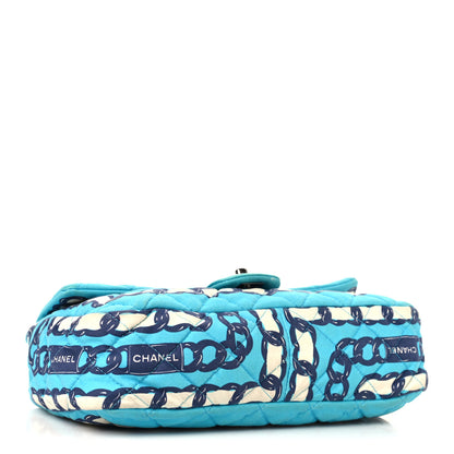 Chanel Silk Chain Printed Medium Single Flap Blue 4 of 11