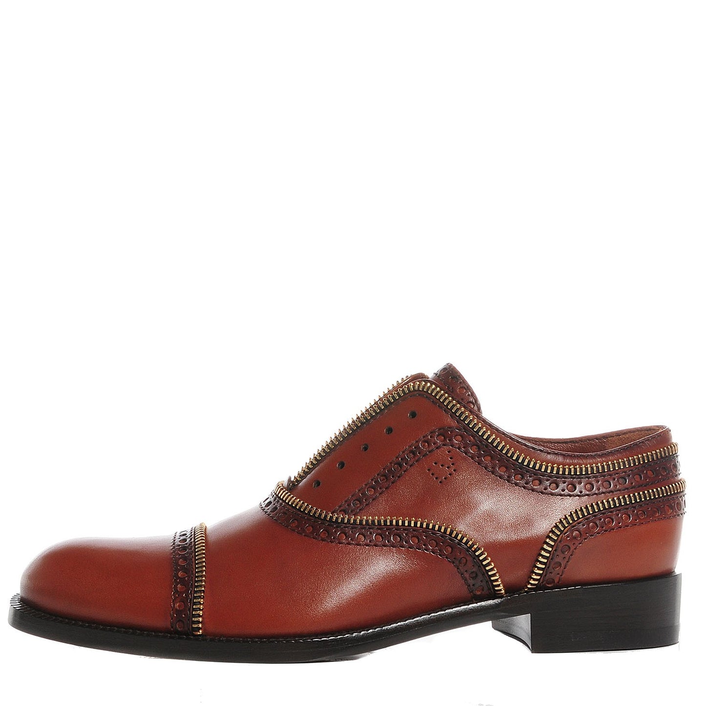 Calfskin Tomboy Richelieu Oxford Flats 37.5 Cognac