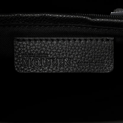 Alexander McQueen Pebbled Calfskin Small Skull Padlock Zip Around Tote Military Green Black 6 of 10