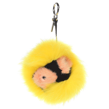 Fendi Fox Mink Rabbit Fur Vitello Dolce Flashy Monster Bag Bug Charm Giallo Fluo Multicolor 1 of 4