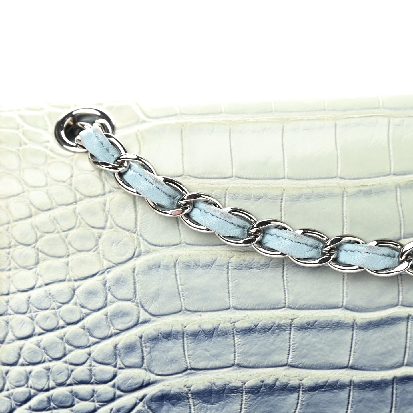 Alligator Ombre Jumbo Double Flap Blue