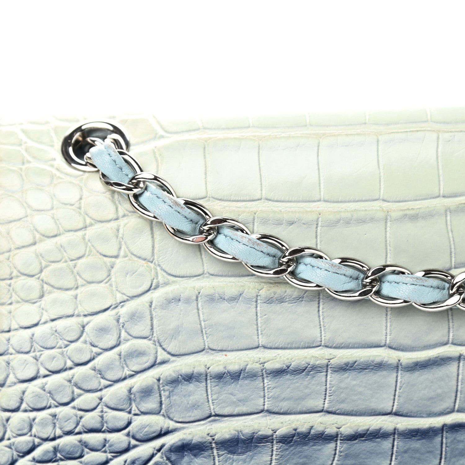 Chanel Alligator Ombre Jumbo Double Flap Blue 11 of 17