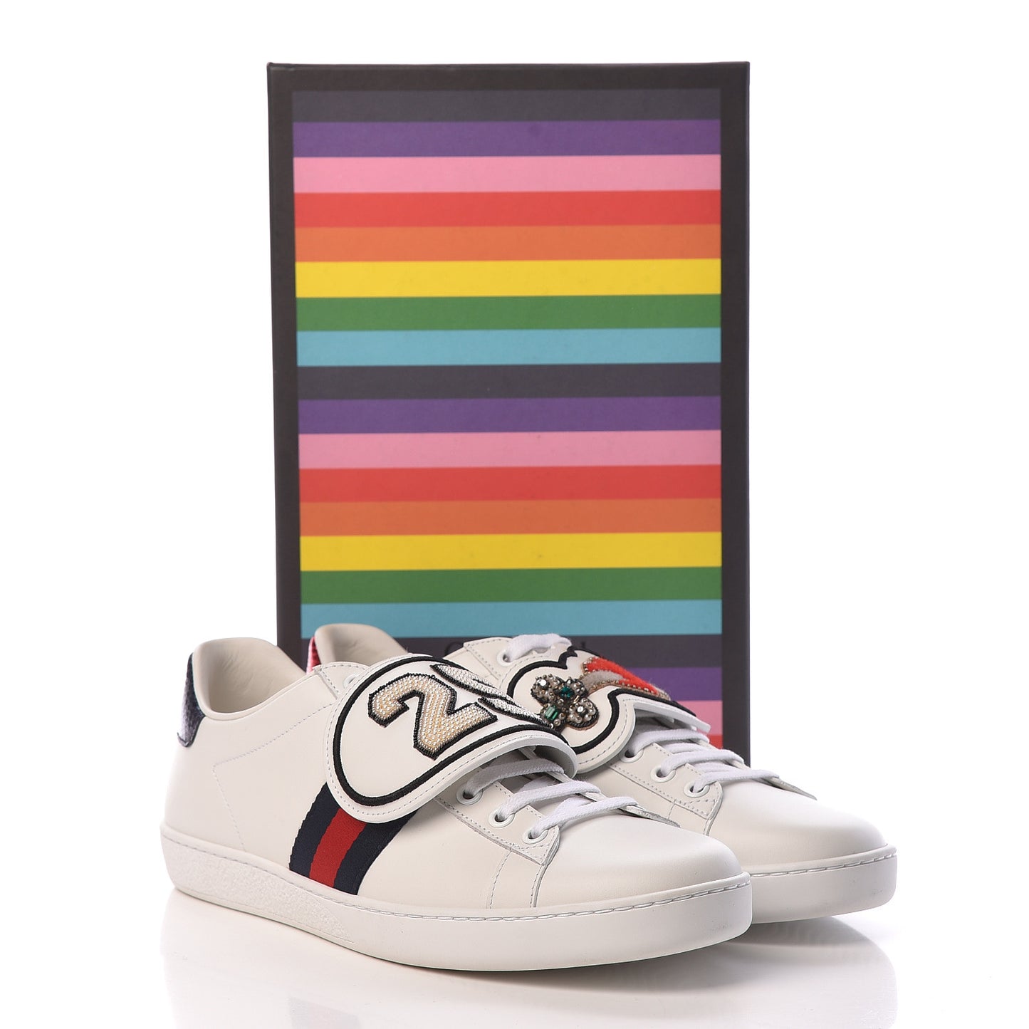 Calfskin Ayers Web Dagger Embroidered Womens Ace Sneakers 40 White
